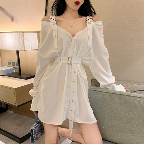 Neploe/Корейская мода, сексуальные топы с открытыми плечами, рубашка, блузка с длинными рукавами, Женская белая черная Туника Футболка на шнуровке, Blusas, одежда - Цвет: white blouse