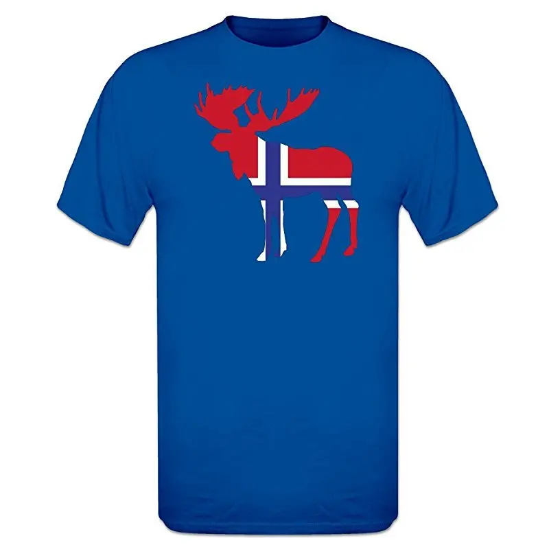 Norwegian Elk Flag T-shirt 2018 Latest Funny T Shirts High Quality Retro Shirt Great Discount | Мужская одежда