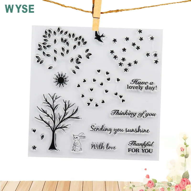 

Tree Bird Clear Stamps Rabbit With love Stamp Clear Rubber Silicone Stamp for Scrapbooking DIY paper card making Decoration