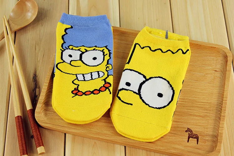 Милые весенне-летние женские нескользящие носки Kawaii с героями мультфильма Симпсоны, невидимые носки Moomin, удобные спортивные носки с низким вырезом