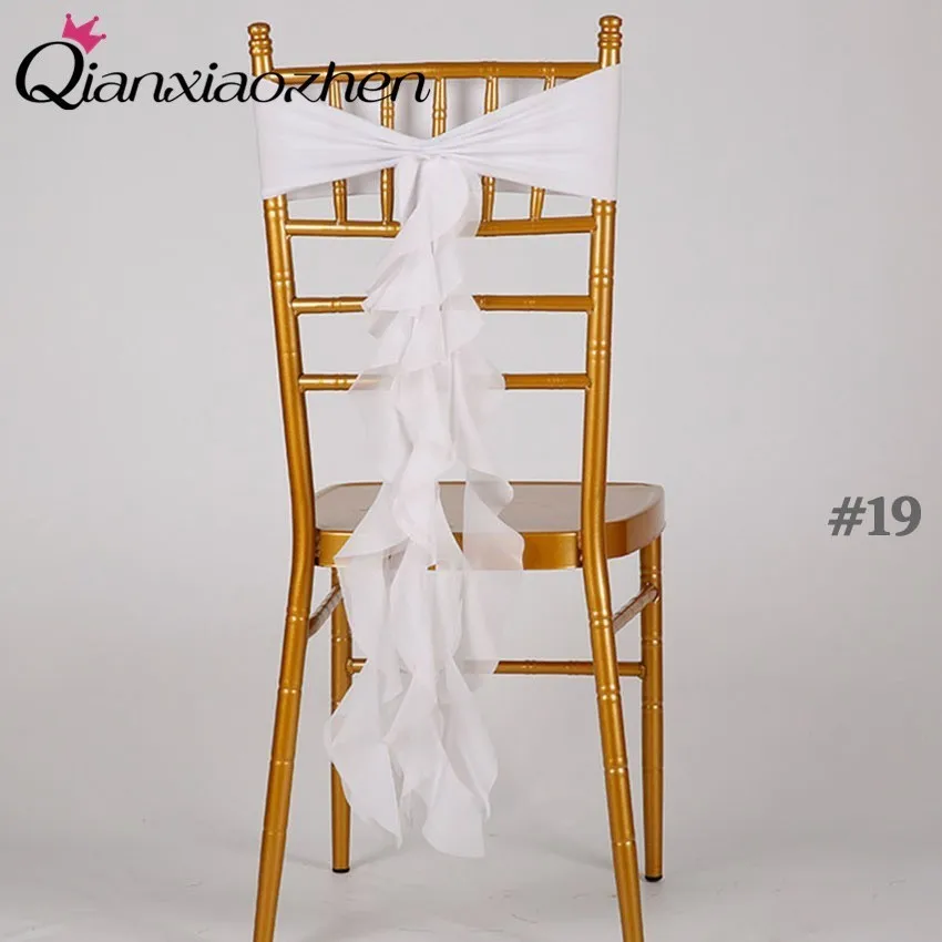 

Qianxiaozhen 10pcs Chiffon Chair Sashes Bow Cover Chair Sashes Tulle Wedding Decoration Mariage Party Decoration