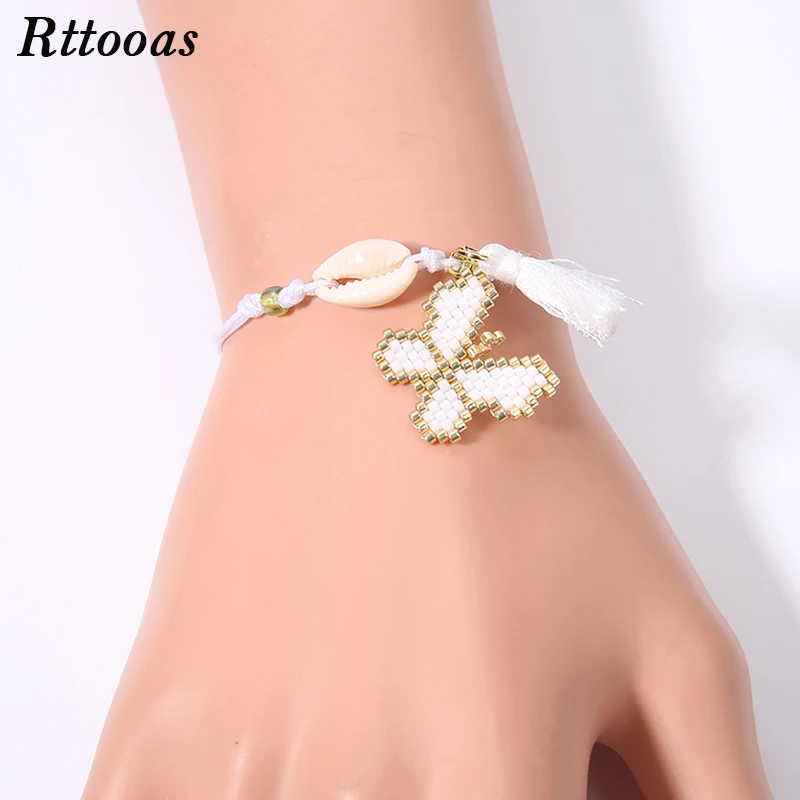 

Rttooas DIY Charm Animal Butterfly Cuff Bracelet & Bangles Summer Beach Bikini Accessories Jewelry Shell Bracelet Women Girls