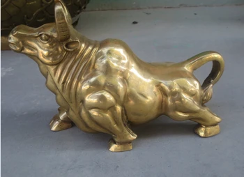 

Metal Crafts Chinese Feng Shui Brass Cow Statue old