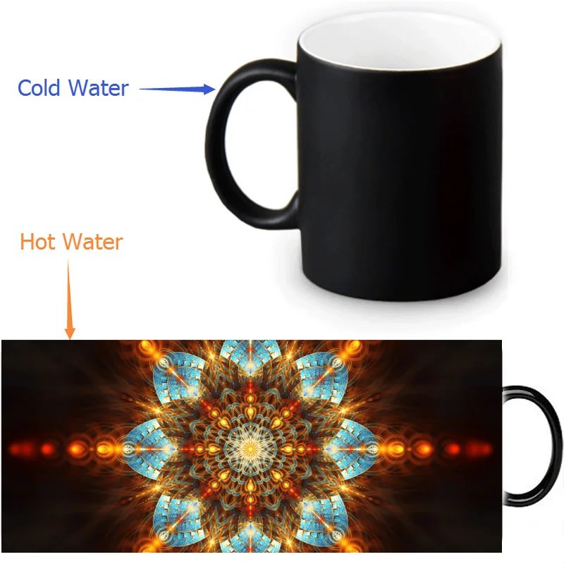

Abstract Fractal Geometry Flower magic color changing coffee tea milk mug Mug novelty travel custom morphing mugs 12 OZ/350ml