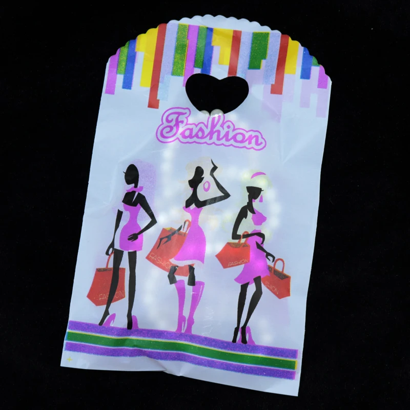 Wholesale 100pcs/lot Pink Shopping Girls Plastic Bags 13x21cm Small