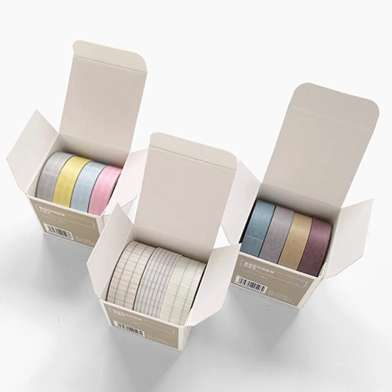 

10/13mm Paper Basic Solid Color Decorative Grid Foil Washi Tape Stickers Scrapbooking Cute Stationery