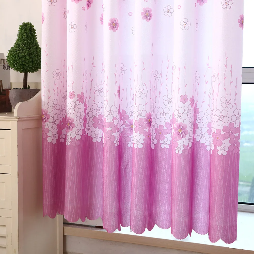Прекрасный восьмилистный штора с цветами, синий, розовый, пасторальный Романтический принт, прозрачная оконная занавеска s, романтические свежие живые шторы для комнаты