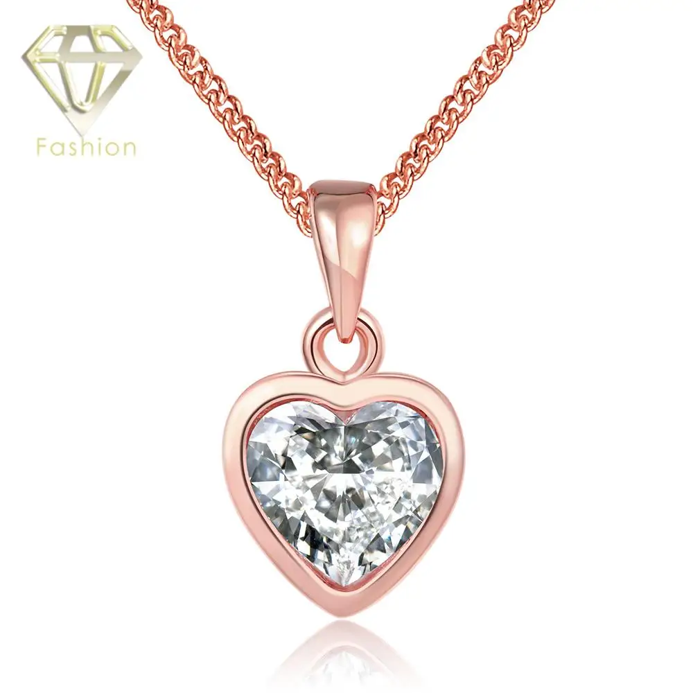 High Quality Fashion Jewelry Australian CZ Crystal Zircon Rose Gold Color Classic Romantic Heart
