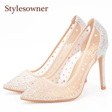 Stylesowner Mesh Crystal High Heels Pumps Thin Heels Women Pumps Ladies Girl Fashion Summer Pointed Toe Shallow High Heel Shoes цена Stylesowner Mesh Crystal High Heels Pumps Thin Heels Women Pumps Ladies Girl Fashion Summer Pointed Toe Shallow High Heel Shoes цены онлайн