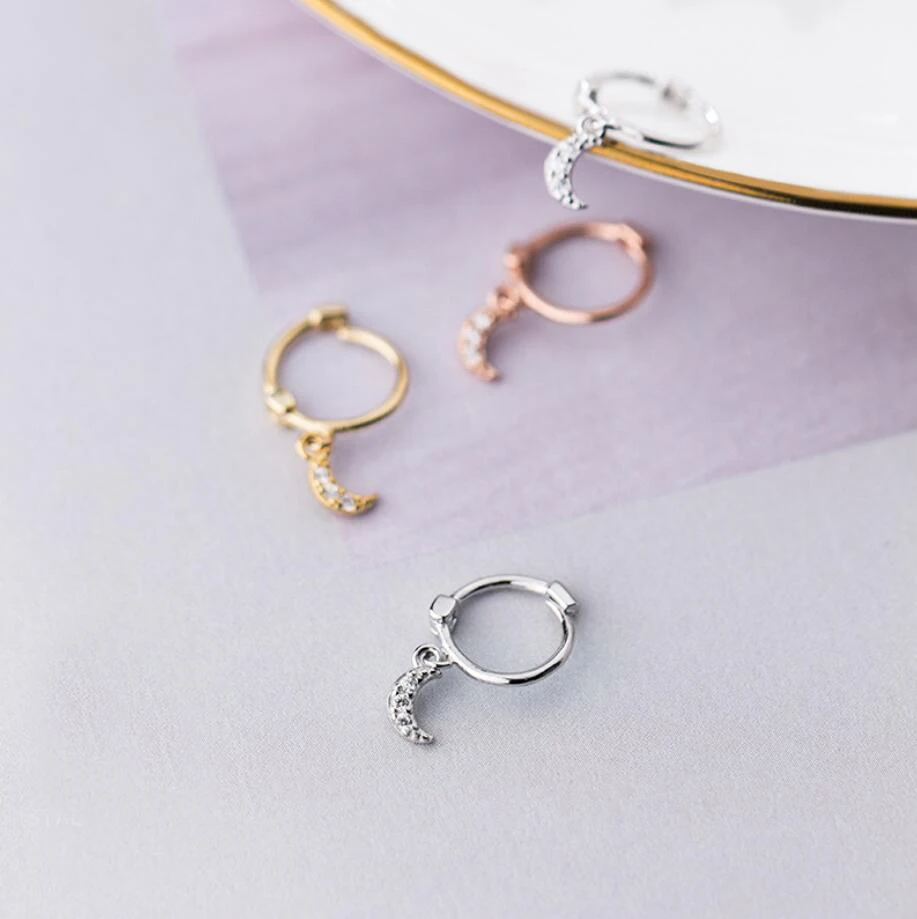 Серьги из стерлингового серебра 925 пробы, блестящие серьги huggie Hoop A1774