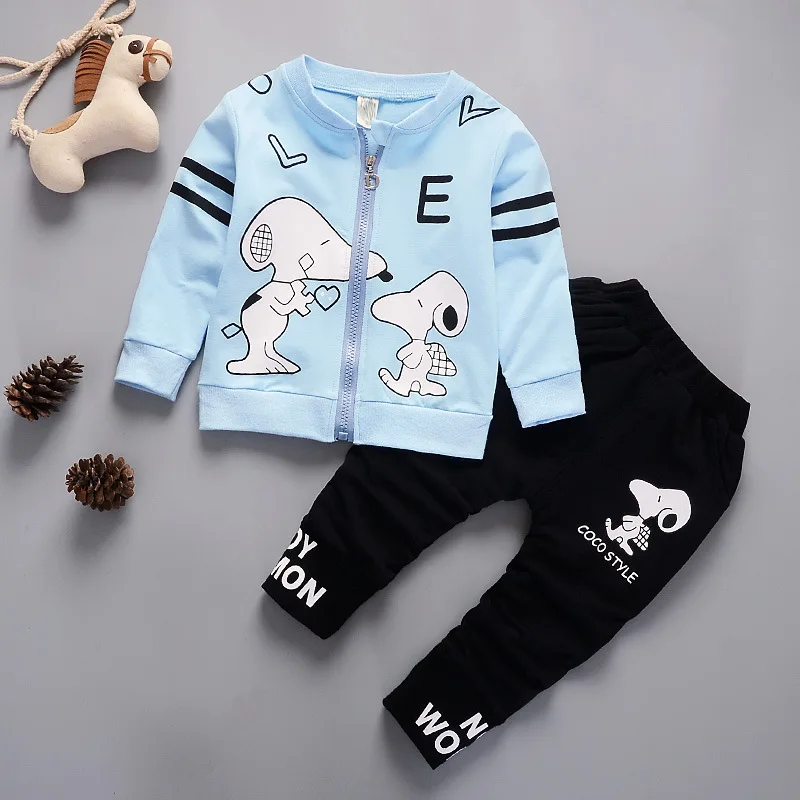 

DIIMUU 2PCS Baby Boys Girls Clothing Sets Toddler Outfits Children Outwear Sports Zipper Cotton Casual Cartoons Suits Spring Set