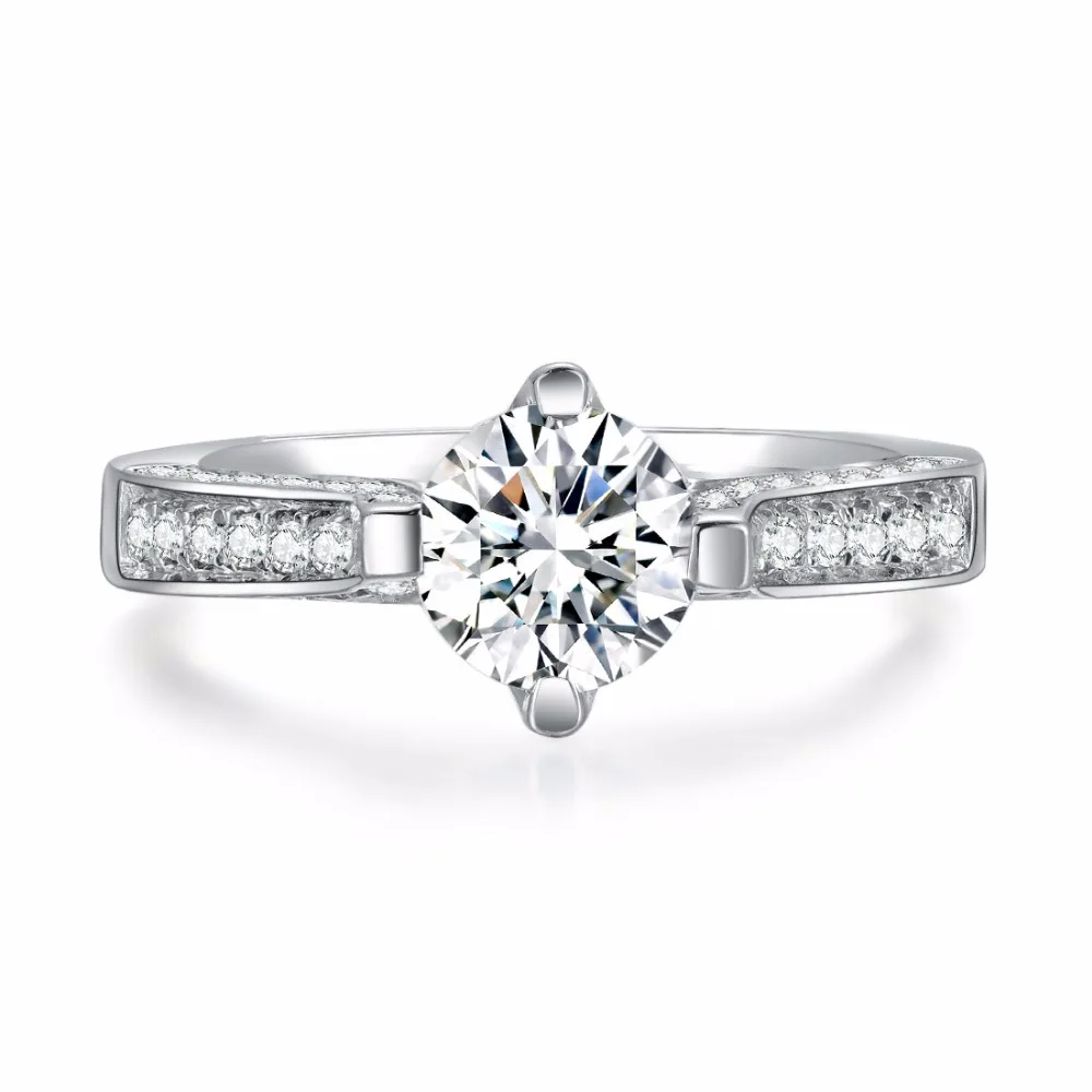 THREEMAN 2CT положительное Moissanite тест твердое AU750 Белое золото обручальное кольцо
