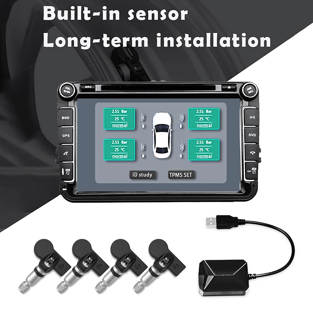 

USB Car TPMS Tire pressure Monitor Alarm System/Android Navigation Auto Tire Pressure Monitoring/Wireless Transmission TPMS