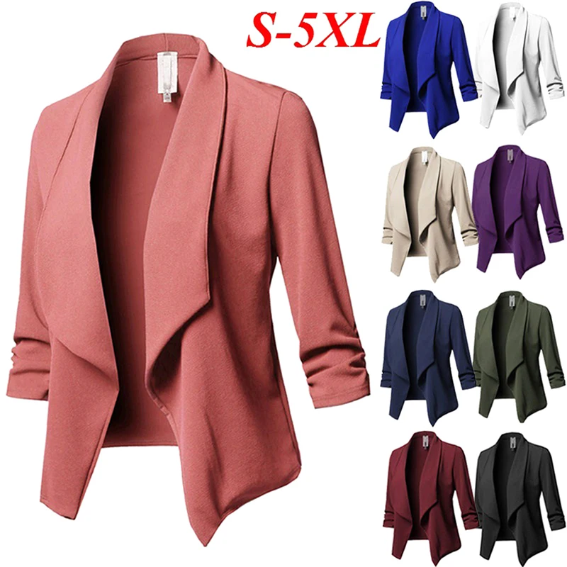 4 цвета Новые модные женские туфли Slim Fit Blazer пальто куртки костюмы для маленьких осень-зима кардиган с длинными рукавами пальто работа Blazer