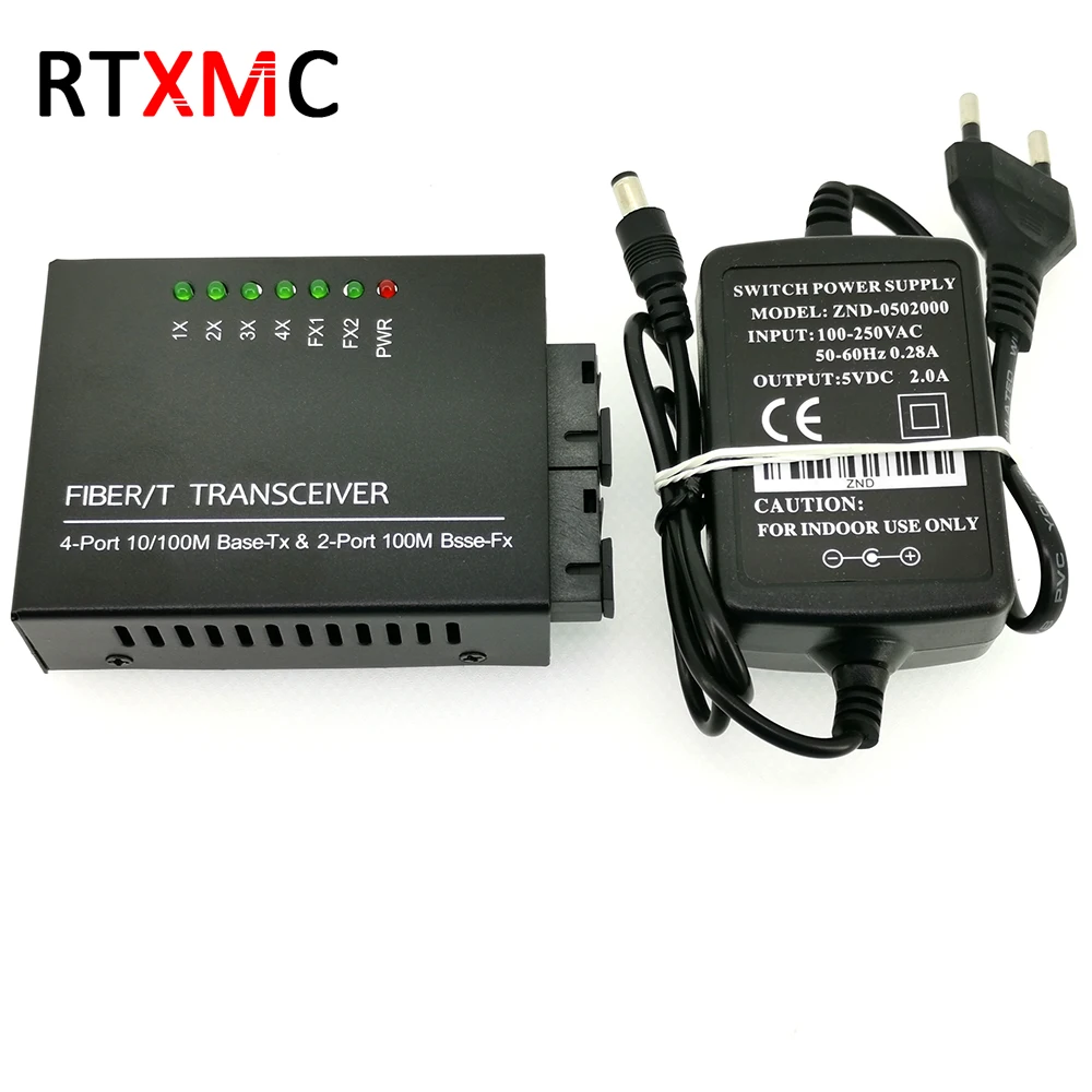 Коммутатор 2F4E Fast Erhetnet 10/100 м Ethernet коммутатор с 2 волоконными портами 155 SC 25 км 4 UTP