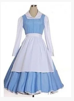 

Adult princess belle anime beauty and the beast cosplay costumes blue color plus size costume bella maid dress for women cosplay