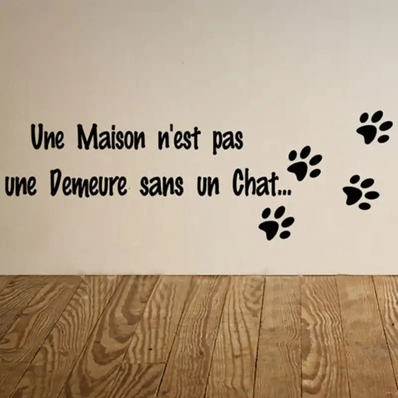 Free Shipping Lettrage Une Maison N Est Pas Une Demeure Sans Un Chat Lettering Wall Stickers Dog Cat Home Decoration Fr02 Home Decor Cat Home Decorwall Sticker Aliexpress