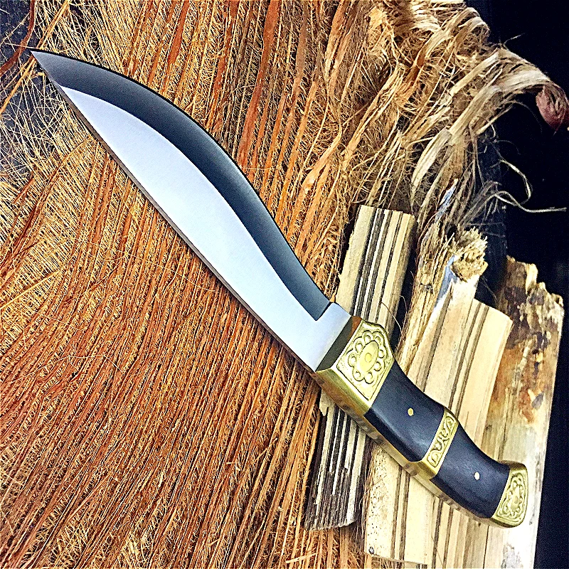 Ретро стиль кемпинг прямое лезвие бронзовый цвет деревянная ручка 58HRC высокая твердость Открытый выживания спасательный нож Дайвинг инструмент