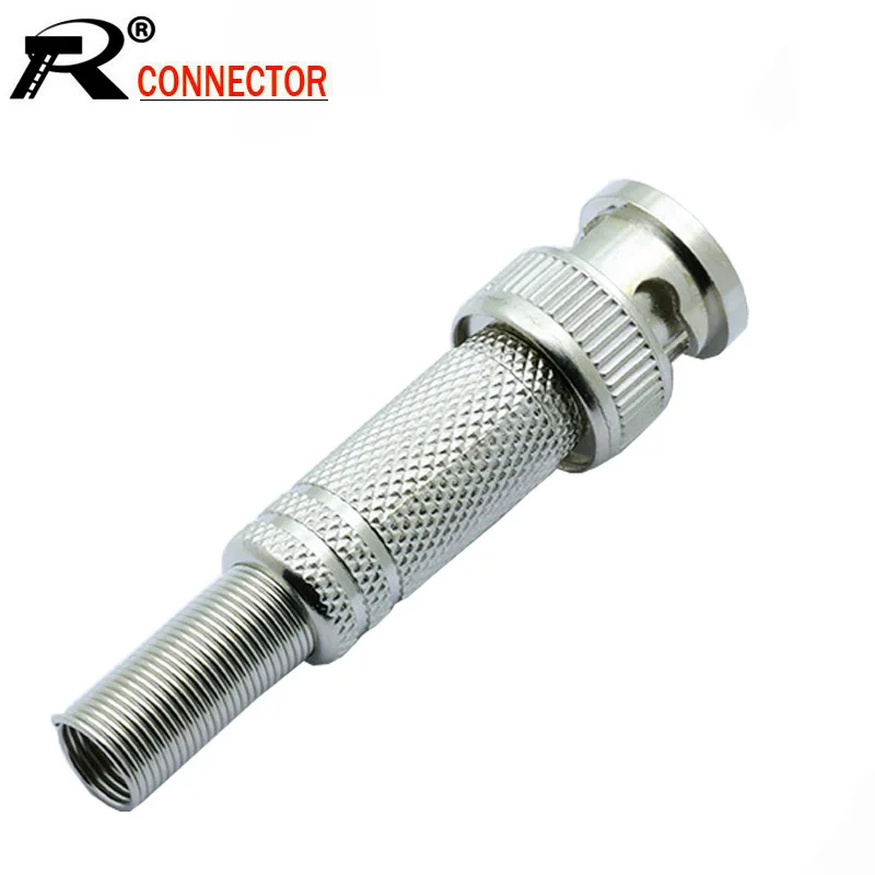 

100pcs/lot BNC Male Plug Soldering Wire Connector with Spring for CCTV Terminator RF Coax Connector Converter