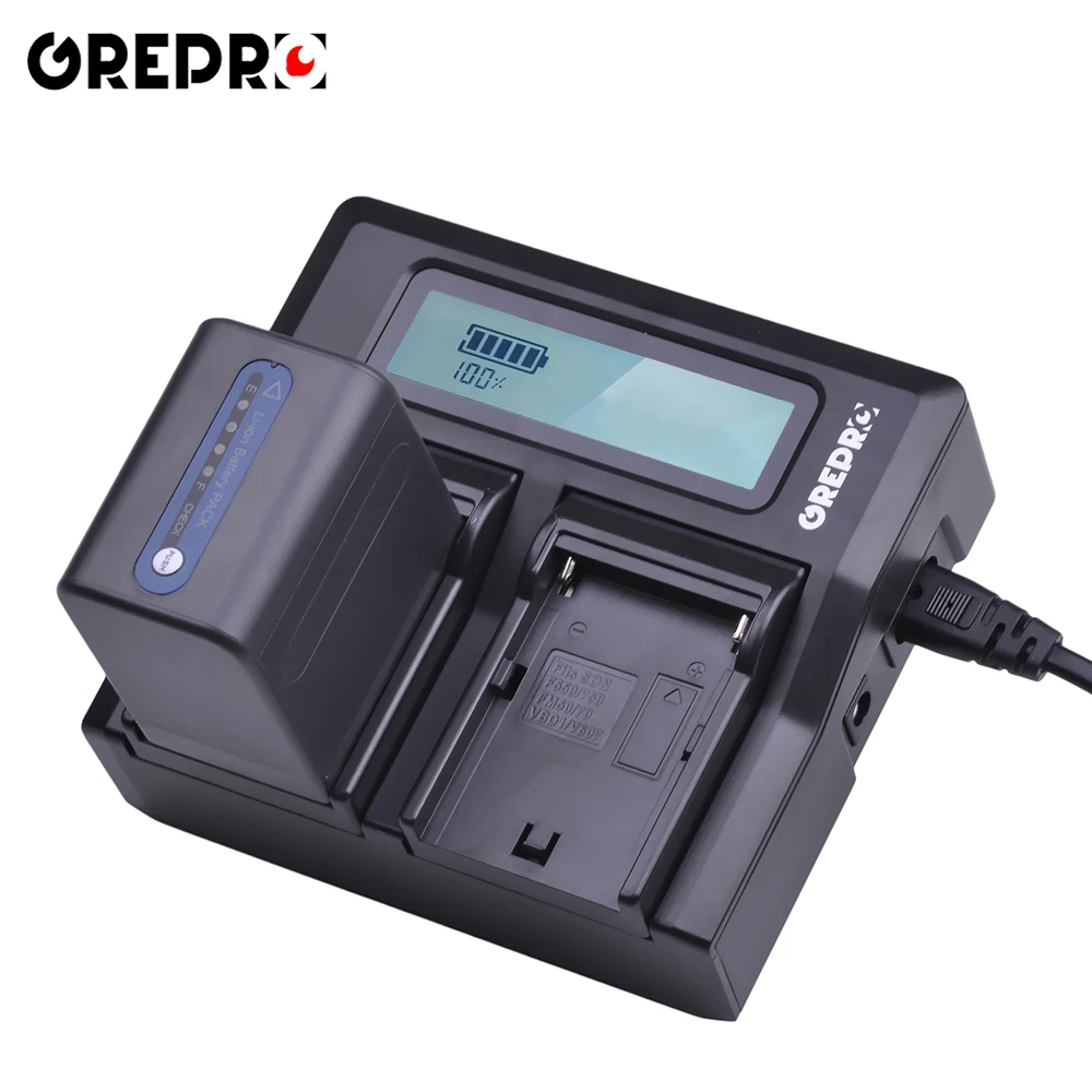 

GREPRO Rapid Dual Battery Charger for Camera SONY NP-F550 FM50 FM500H F970 F960 F770 F750 F570 FX1000E BC-V615 V615A Batteries
