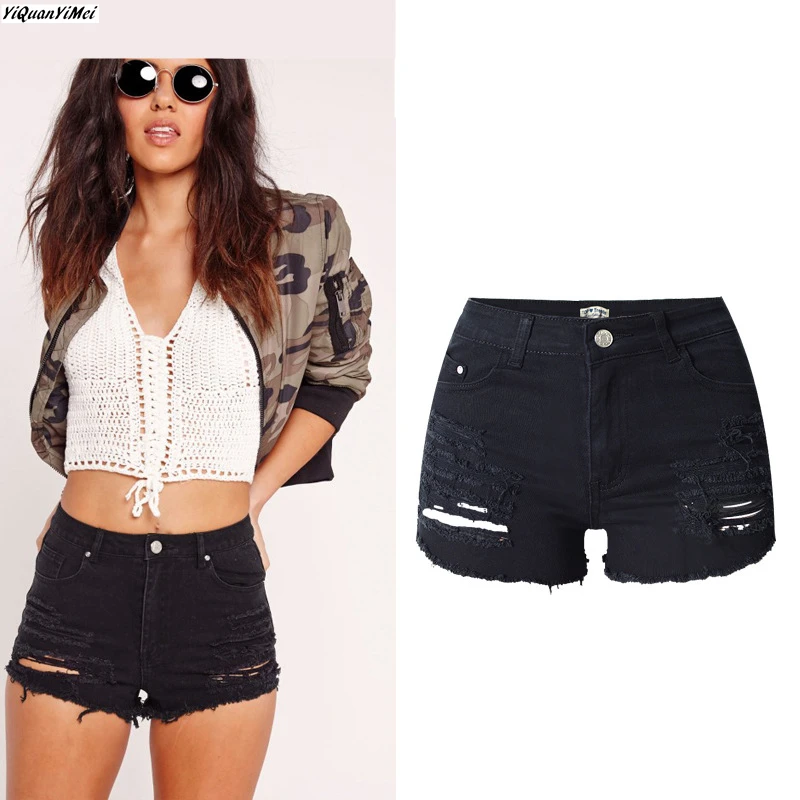 Yiquanyimei Ripped Short Pants Ripped Jeans Shorts For Women Hole High Waist Jeans Shorts Woman