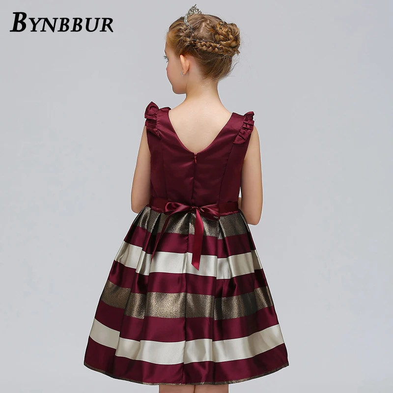 Bynbbur Striped Long Dress Girls Kid Bow Sashes Party Dress Sleeveless Cute Baby Princess Elegant Dress 2019 Spring Summer New