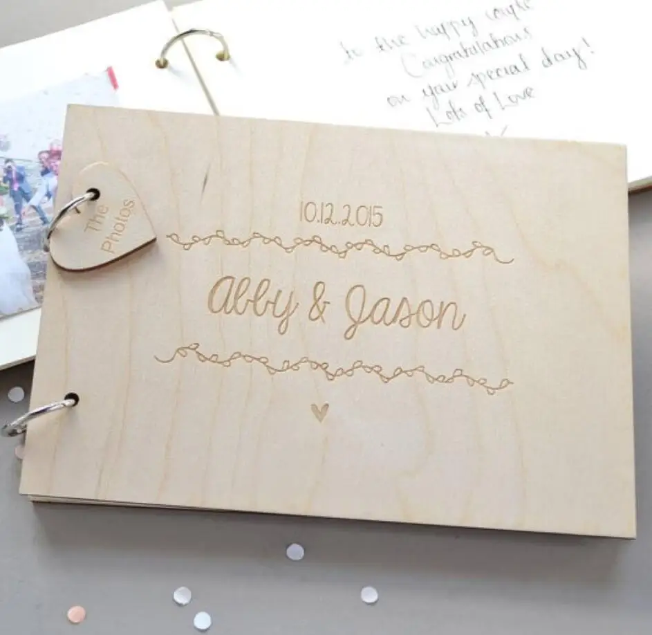 

Custom Wedding Guest Book,Engraved Wooden Guest Book,Wedding Sign Book with Name & Date,Personalized Gift for wedding