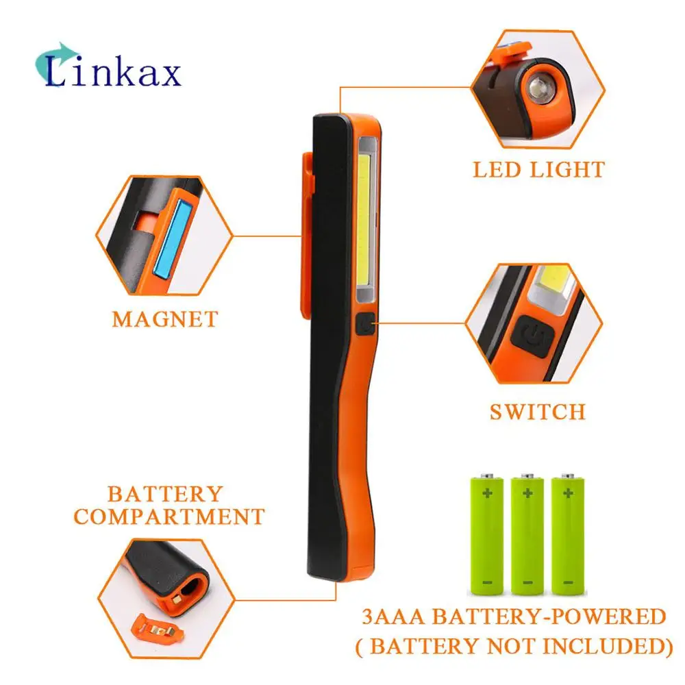 

Mini COB LED Flashlight Emergency Working Light with Magnet Pocket Clip Super Bright Camping Multi-purpose Torch LEDs Penlight