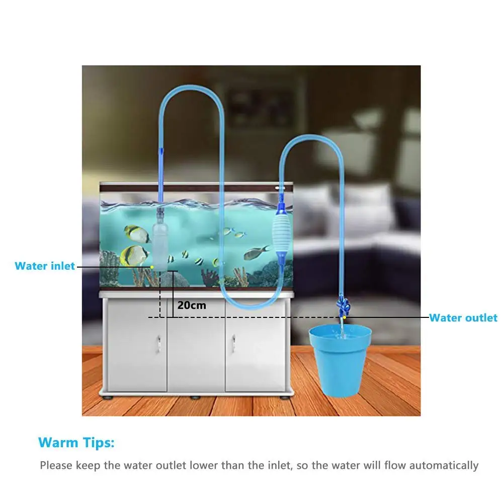 Аквариум полуавтоматический гравий очиститель аквариумный вакуумный Сифон насос с контролем потока кран фильтр для воды Сифон шланг пескомойка