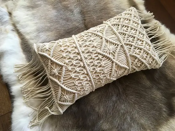 

Free shipping Decorative macrame pillow cover Handmade cotton macrame Boho cushion cover Customized size pillow cover