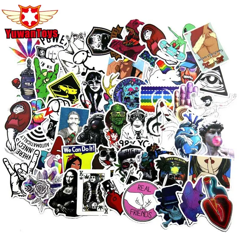 New 50 Pcs Cool Repeat PVC Waterproof Fun Sticker font b Toys b font The Luggage