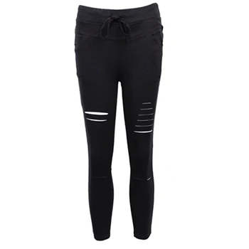 

2018 Women New Fashion Casual Solid Destoyed jeans Summer Skinny Stretch Hole Fit Pencil Pants Trousers Plus Size Hot