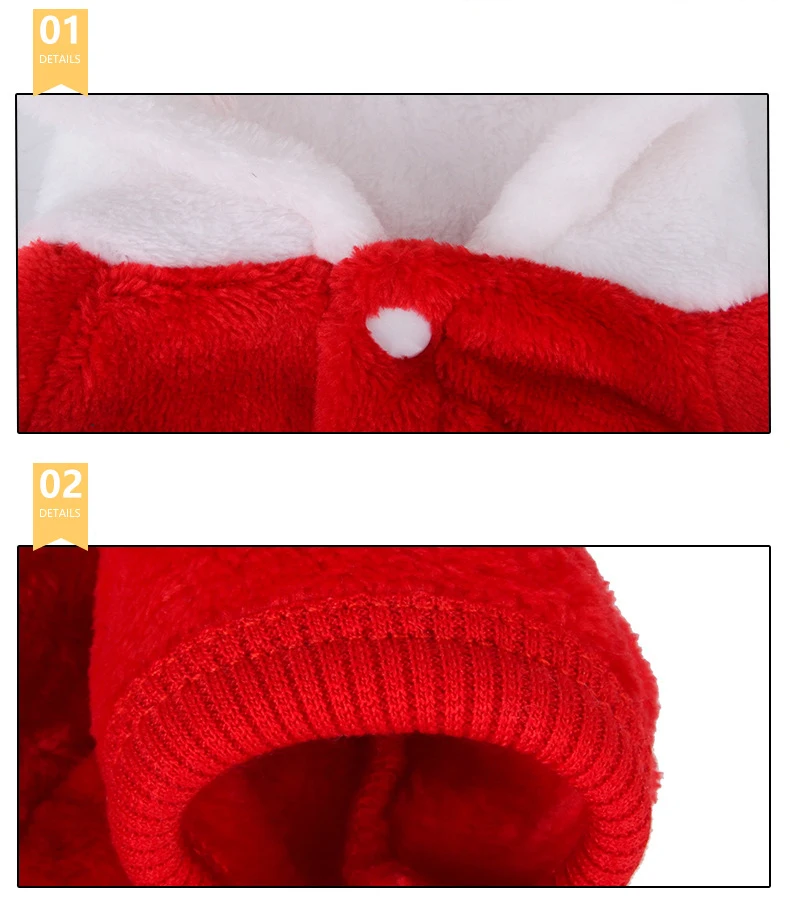 Pet Four-legs Cartoon Hoodies Autumn Winter Polar Fleece Thick Cats Dogs Clothes Red Rabbit Cosplay costume for Cats Small Dogs (3)