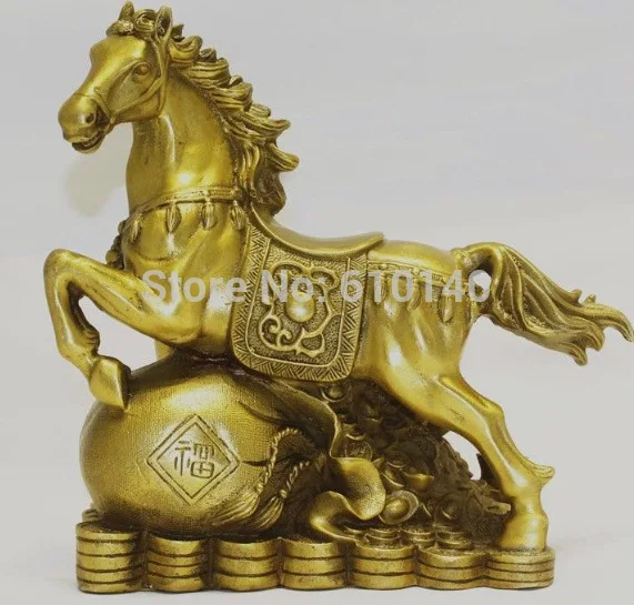 

Chinese folk Fengshui Copper Brass Wealth Money Rich Zodiac Year Horse Statue