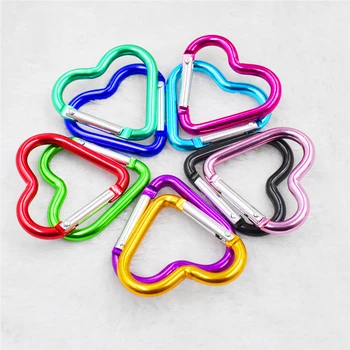 

500pcs/lot Mini Heart Shaped Aluminum Alloy Locking Mounting Carabiner Snaphook Hook Holder 40*44mm