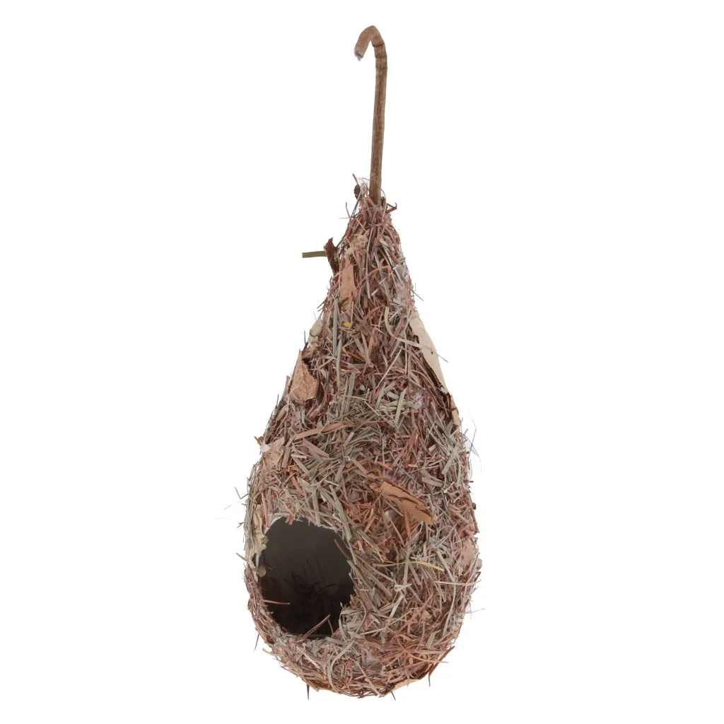 Скворечник Птичье гнездо разведение короб Дикая трава плетение канарский Финч буддистские домики - Цвет: E-Water Drop 2