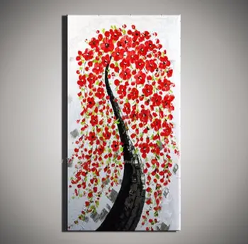 

New handmade Modern Canvas on Oil Painting Palette knife Tree 3D Flowers Paintings Home living room Decor Wall Art k20