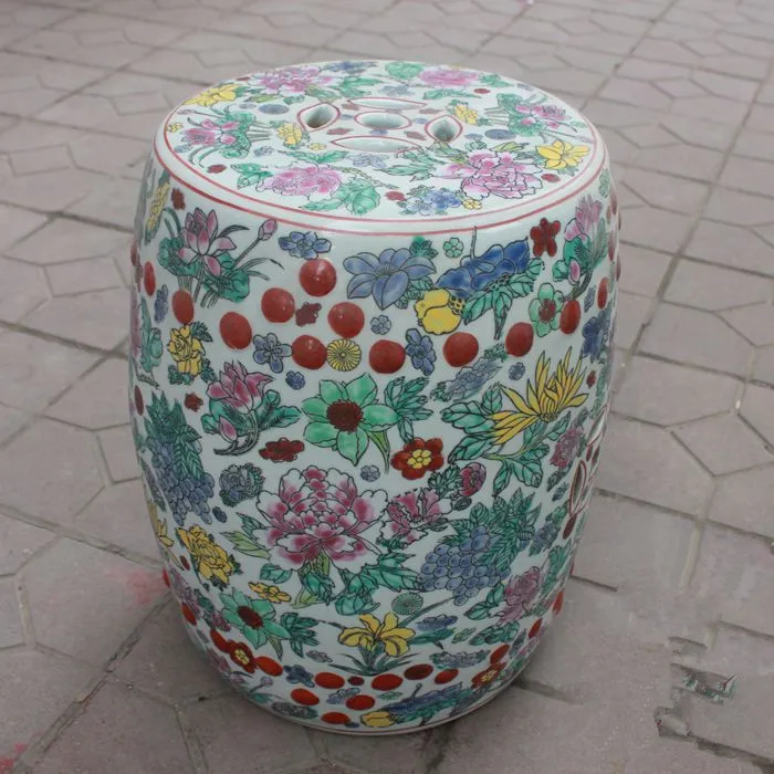 Jingdezhen indoor ceramic Antique home drum porcelain garden stool Glazed hand painted round porcelain antique garden stool   (1)