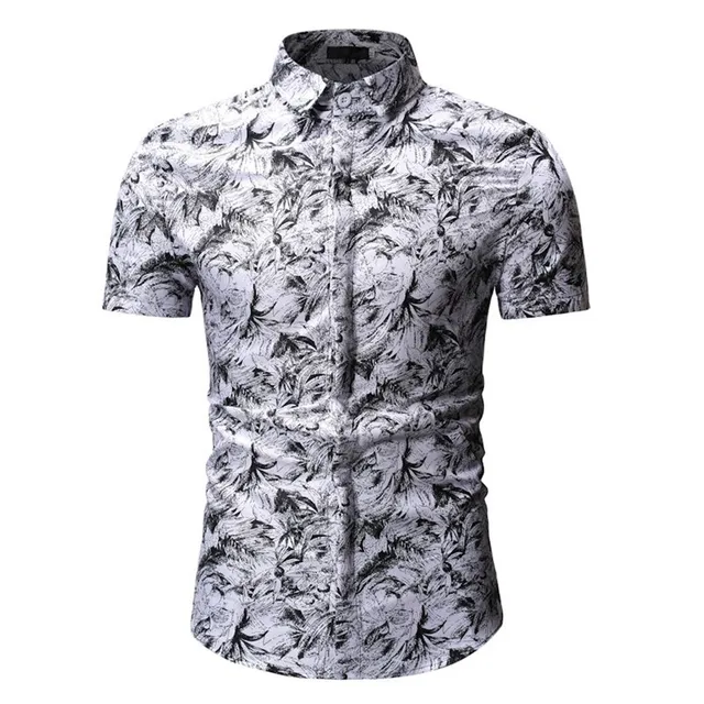 Floral Print Shirt Men Plus Size Casual Streetwear Casual Short Sleeve ...