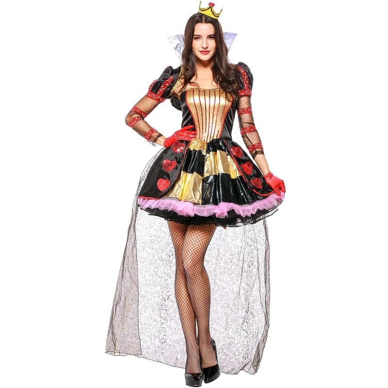 

Deluxe The Red Queen Costume Cosplay For Women Alice In Wonderland Dress Halloween Costume For Women Adult Carnival Party Suit
