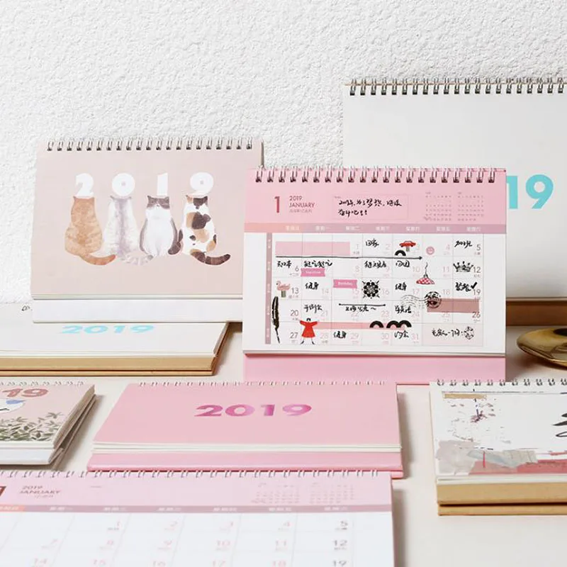 

1 Pcs 2019 Table Calendar Simple Cat Weekly Planner Plan To Do List Desk Calendar Daily Rainlendar Simple Style Desktop Calendar