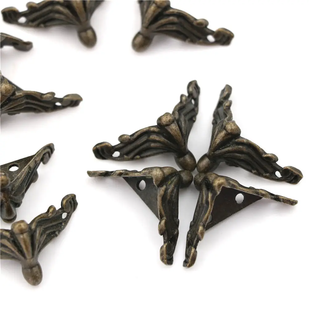 10Pcs 27x36mm Decorative Triangle Rattan Carved Bracket Antique Wood