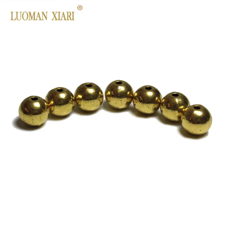 Wholesale 20/50Pcs Alloy Round Spacers Beads Golden Plated Metal Beads For Jewelry Making
