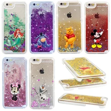For iphone 7 Case NEW Beautiful Cute Mickey & Minnie Sparkle Glitter Liquid Stars Hard Phone Bag Case