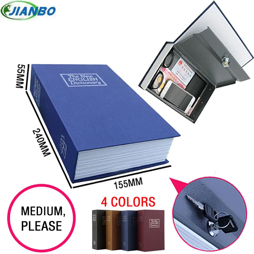 

Security Simulation Dictionary Book Case Home Cash Money Jewelry Locker Secret Safe Storage Box With Key Lock Small Medium Size