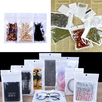 

Storage Bag 50-100pcs Multi Sizes White Clear Self Seal Zipper Plastic Retail Packaging Packing Poly Bag Zip lock Package