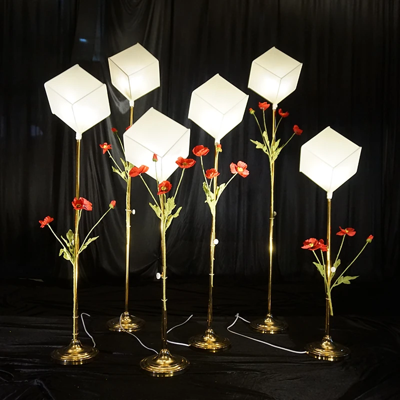 3pcs Nice gold stands Wedding lighting road props standing lights for