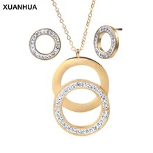 XUANHUA Ювелирные наборы из нержавеющей стали для женщин, модные ювелирные аксессуары, комплект ювелирных изделий, Дубай, свадебный набор ювелирных изделий