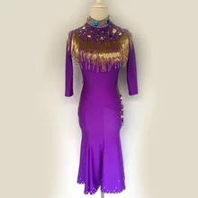 Стиль Костюмы для латинских танцев сексуальный костюм для взрослых спандекс кисточкой латинские танцевальные платья для женщин конкурс латиноамериканских танцев платья S-4XL