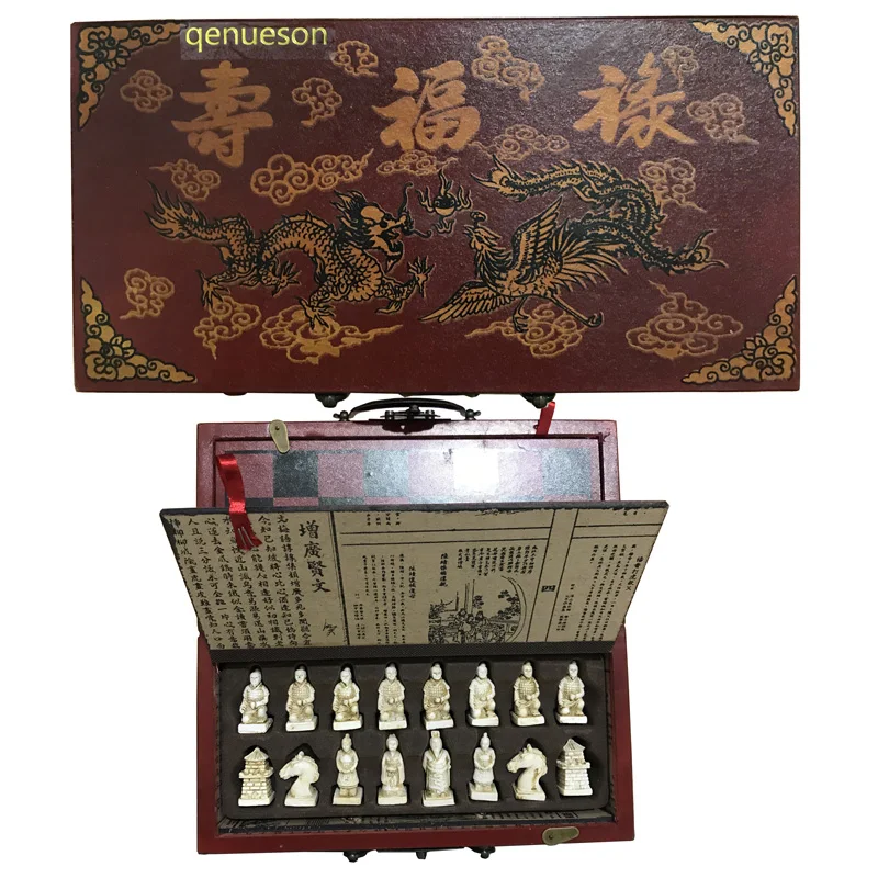 Professional International Chess Game Version Wooden Chess Classic Standard Folding Antique terracotta chess board game qenueson